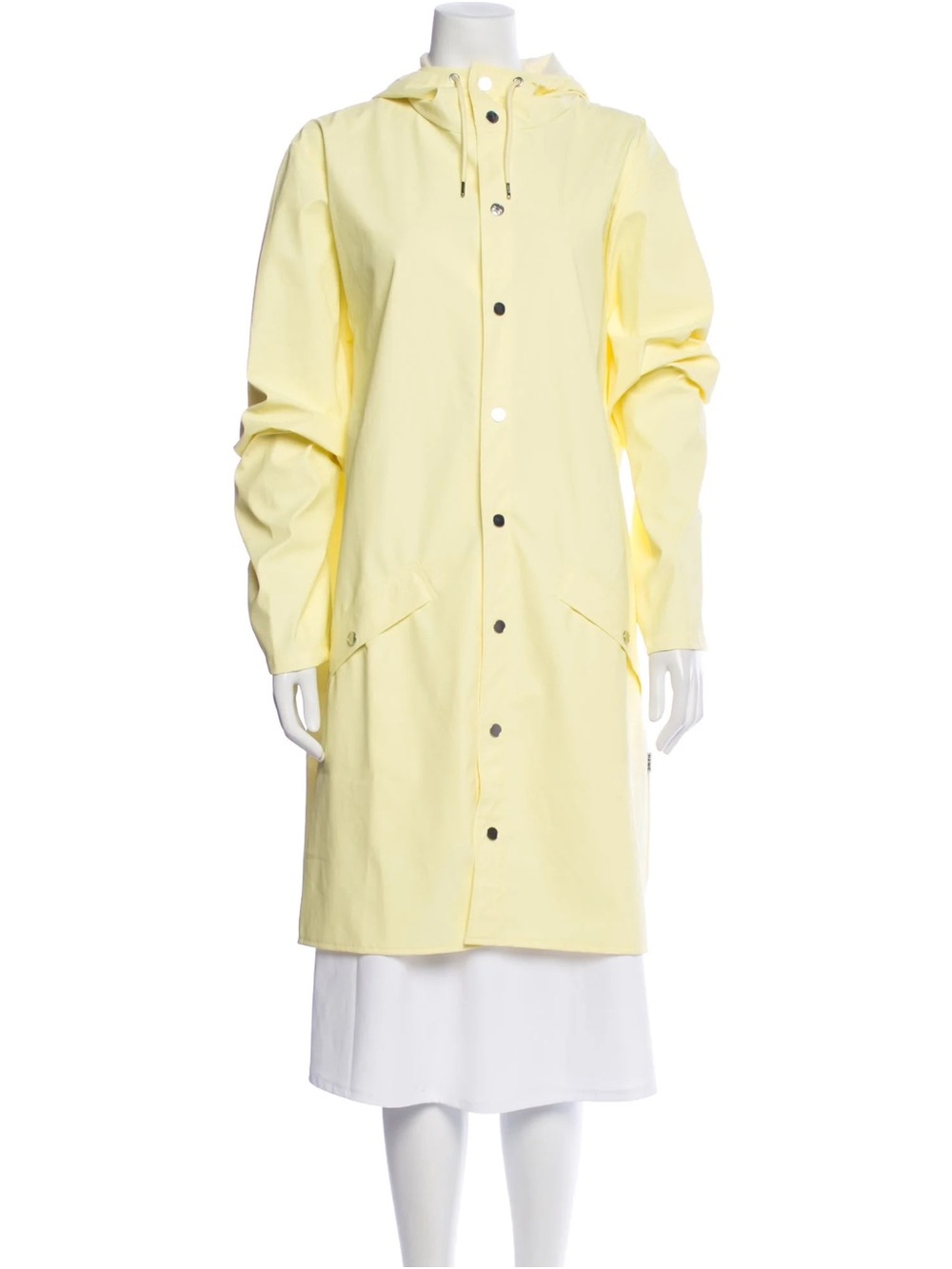 NWT SIZE XL Rains Pale Yellow Hooded Long Raincoat